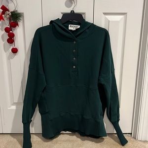 Bucket list forest green oversized hoodie. NWOT.